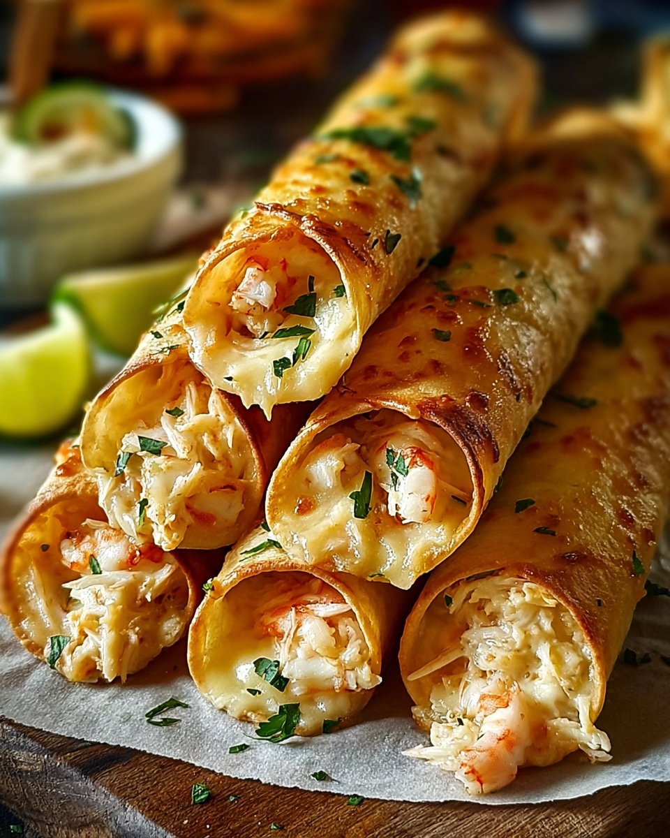 Cheesy Crab and Shrimp Taquitos