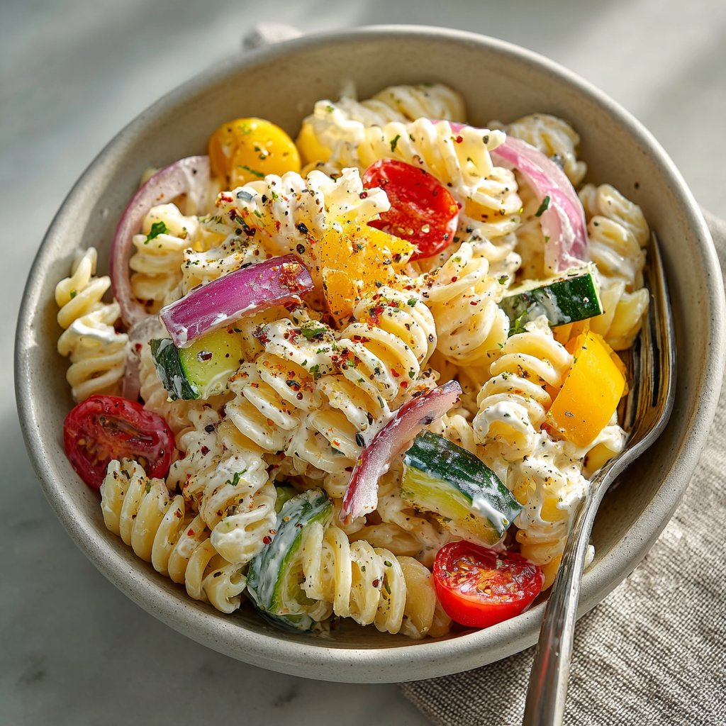 Creamy Pasta Salad Bliss – Your Go-To Summer Side Dish!
