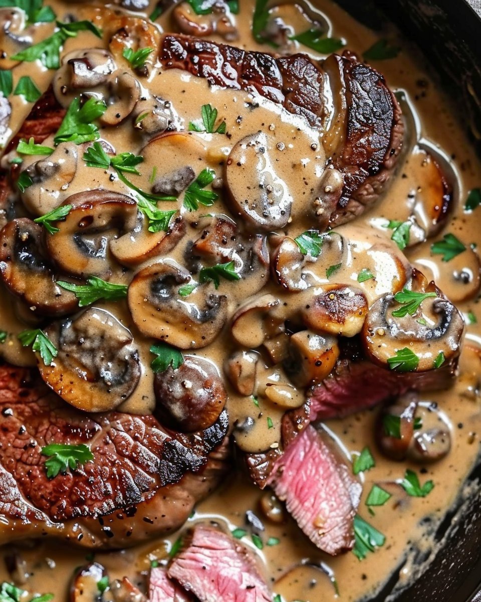 Ribeye Steaks with Creamy Mushroom Peppercorn Sauce: A Decadent Skillet Dinner