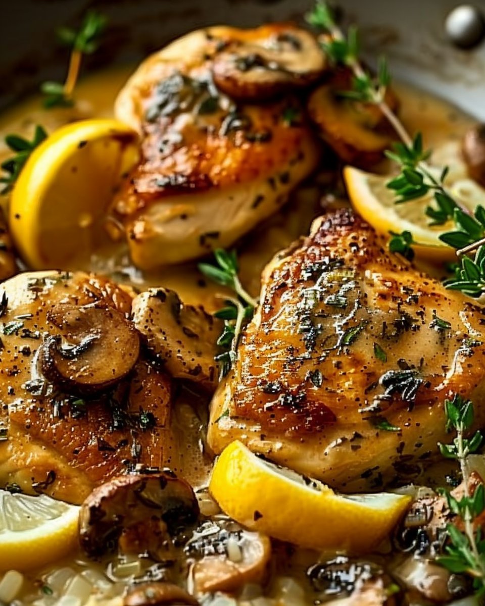 Herb Chicken with Mushrooms, Garlic & Lemon
