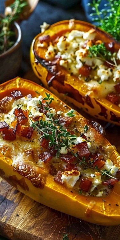 Butternut Farcie aux Lardons et au Chèvre
