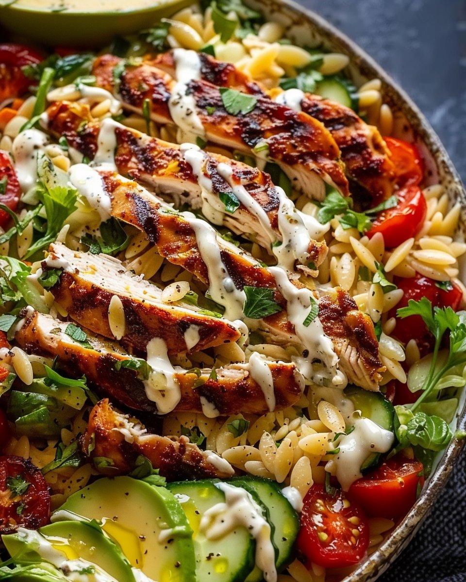 Cajun Chicken Orzo Salad with Creamy Dressing