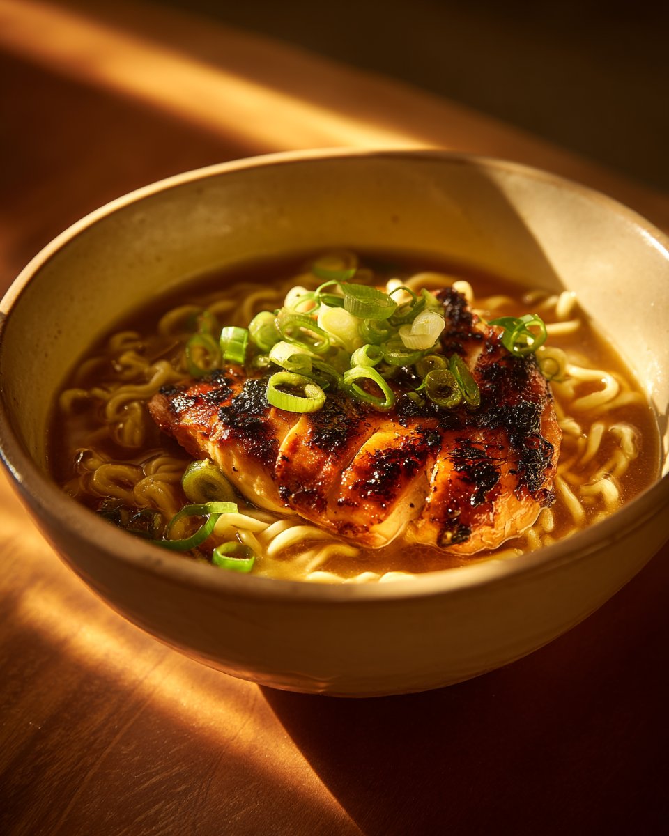 FIERY CHICKEN RAMEN WITH CREAMY GARLIC SAUCE