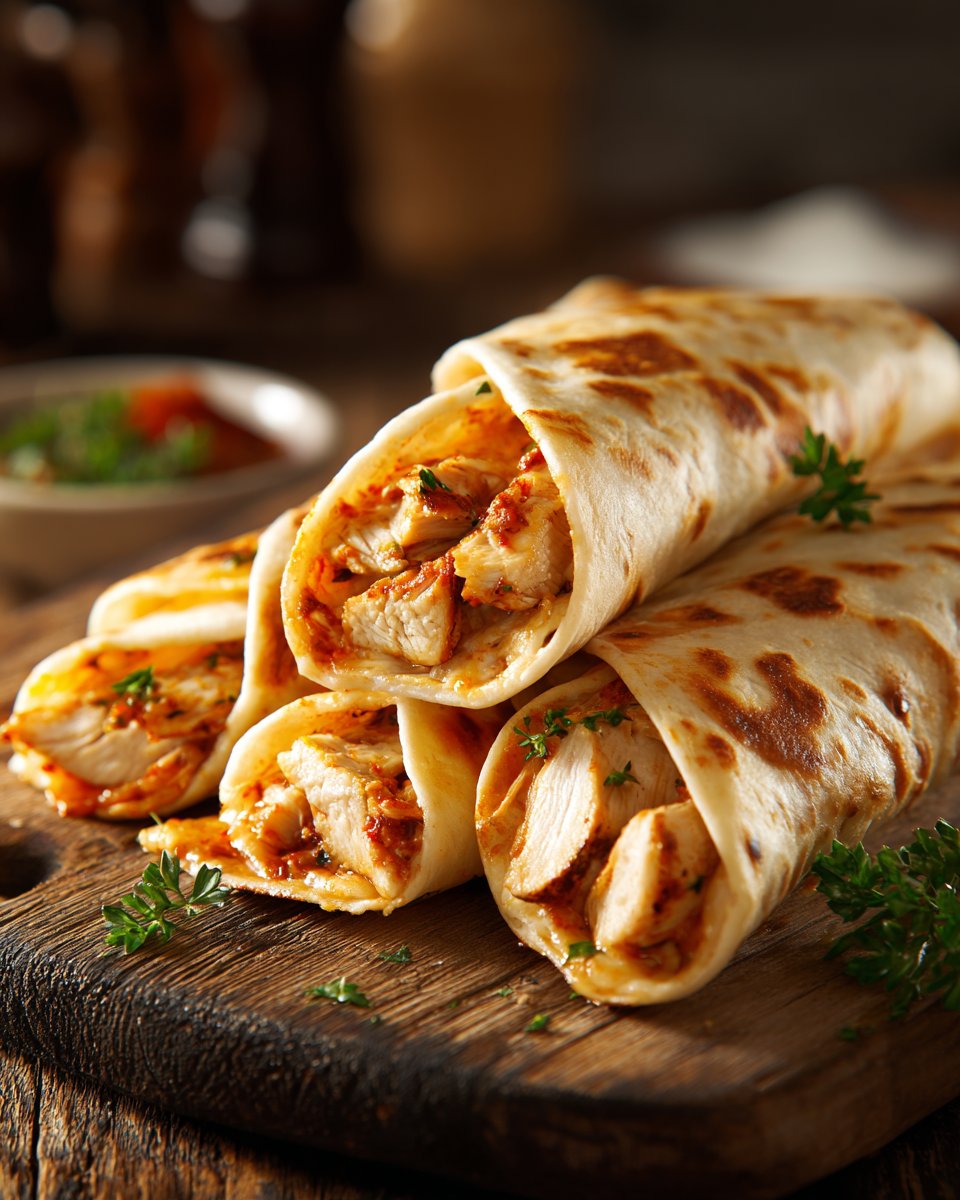 Cheesy Garlic Chicken Wraps