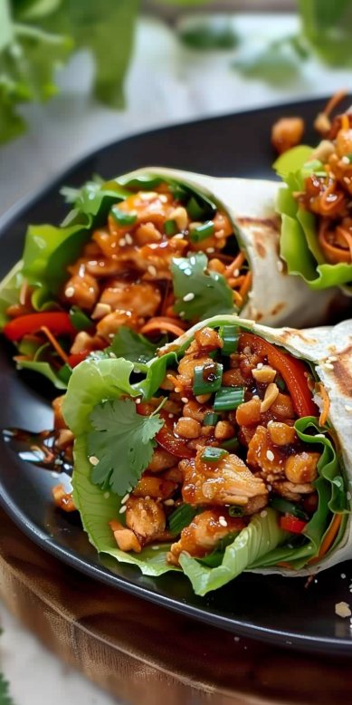 Wrap de poulet haché à la sauce thaï