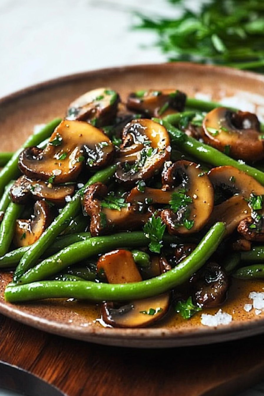 Sautéed Mushrooms and Green Beans