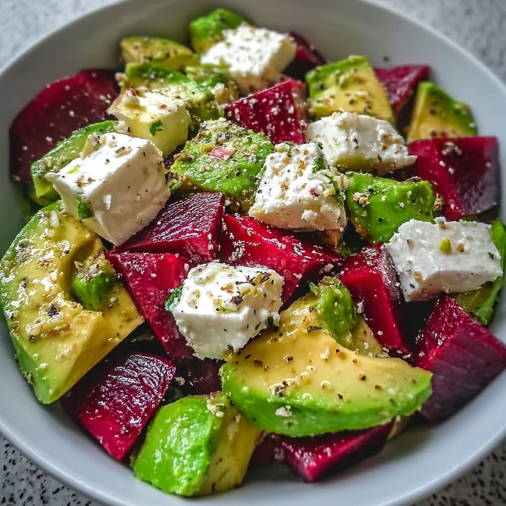 Salade de betteraves, avocat et feta