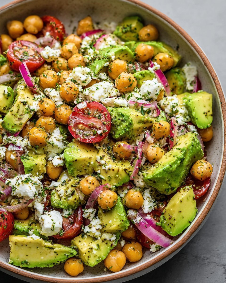 Chickpea Feta Avocado Salad