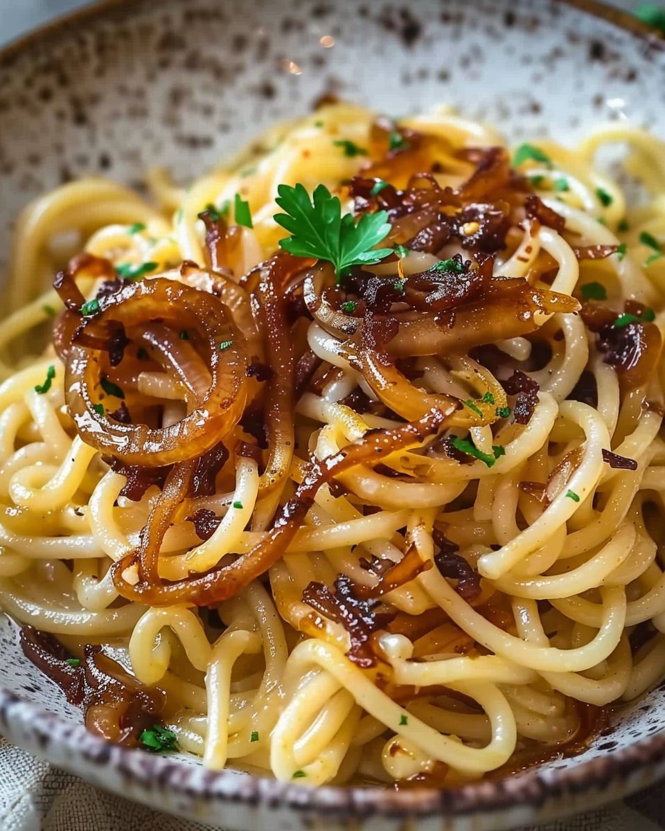 Caramelized Onion Pasta with Chili Oil