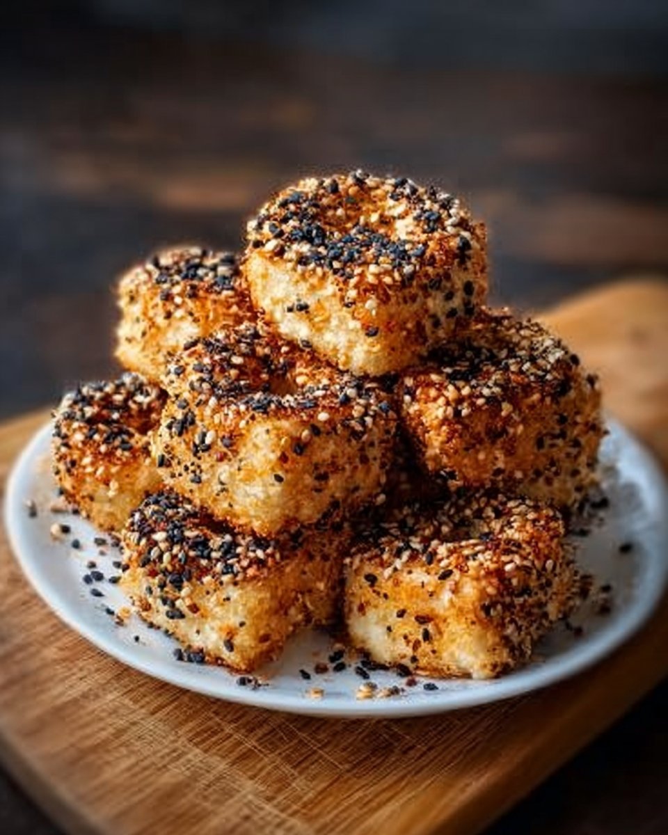 Krosse Luftfritteuse Alles Bagel Tofu - 3-Zutaten Veganes Vergnügen