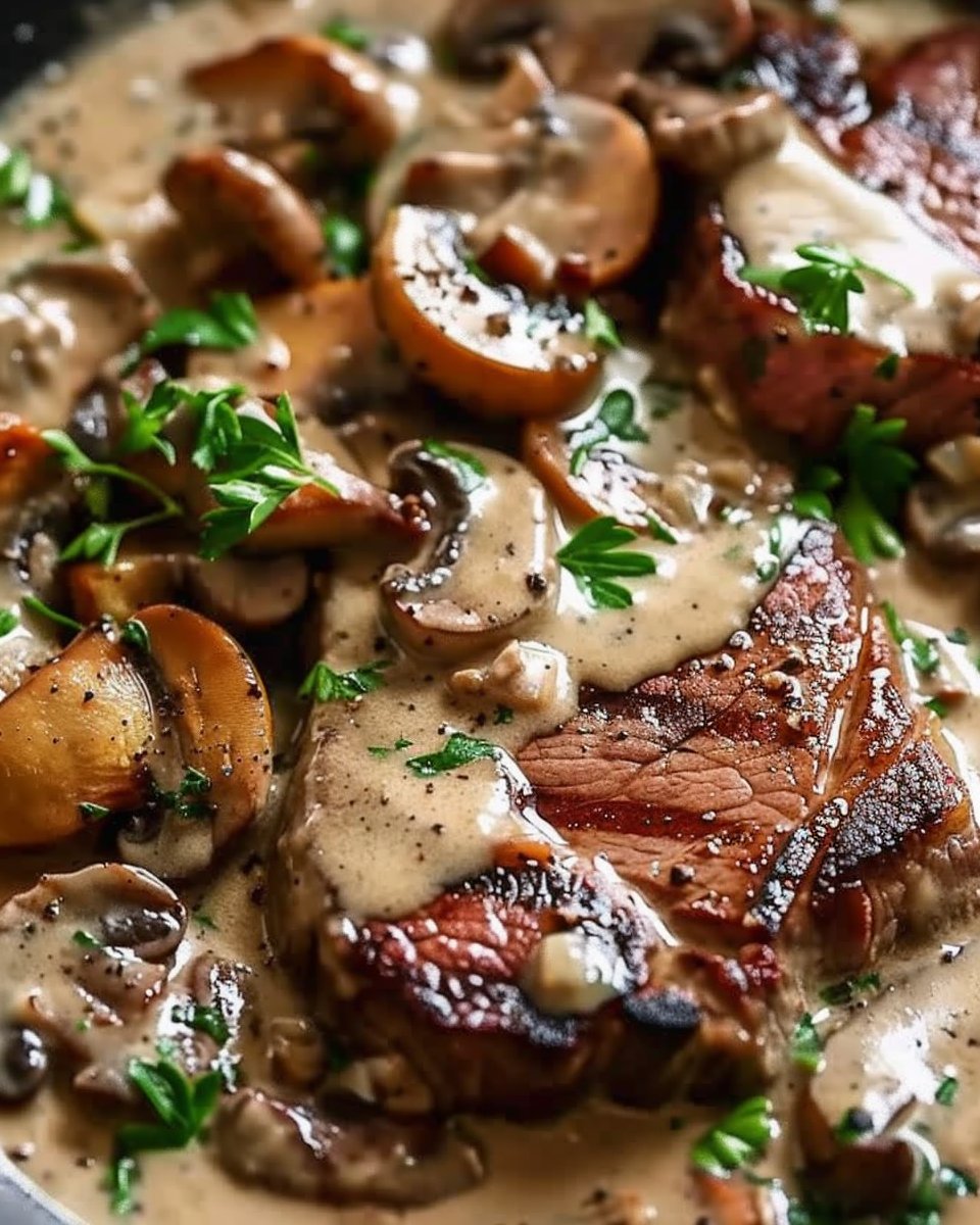 Ribeye Steaks with Creamy Mushroom Peppercorn Sauce: A Decadent Skillet Dinner