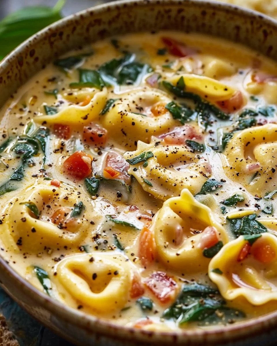 Creamy Tuscan Garlic Tortellini Soup