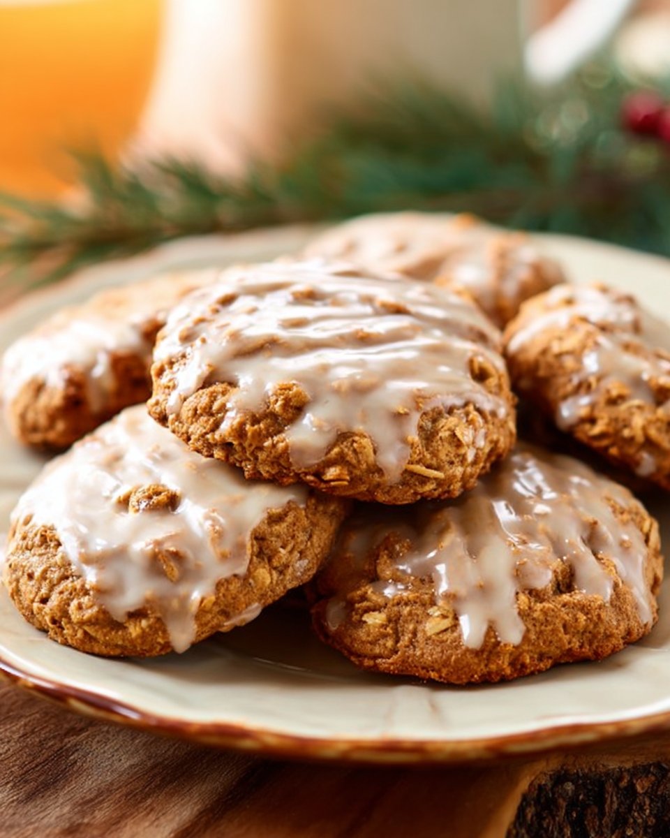 Iced Gingerbread Oatmeal Cookies