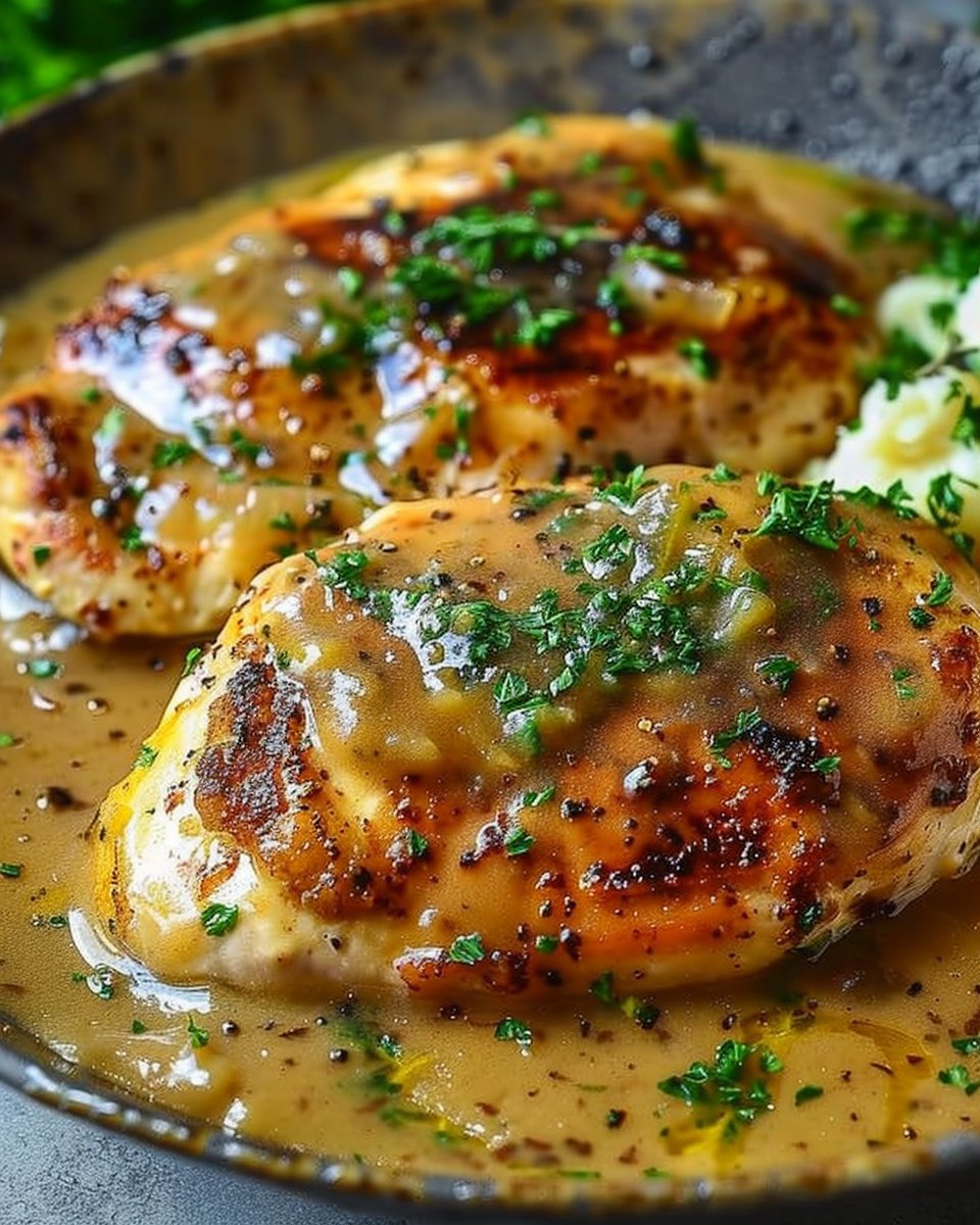 Seared Chicken Breast with Garlic Gravy