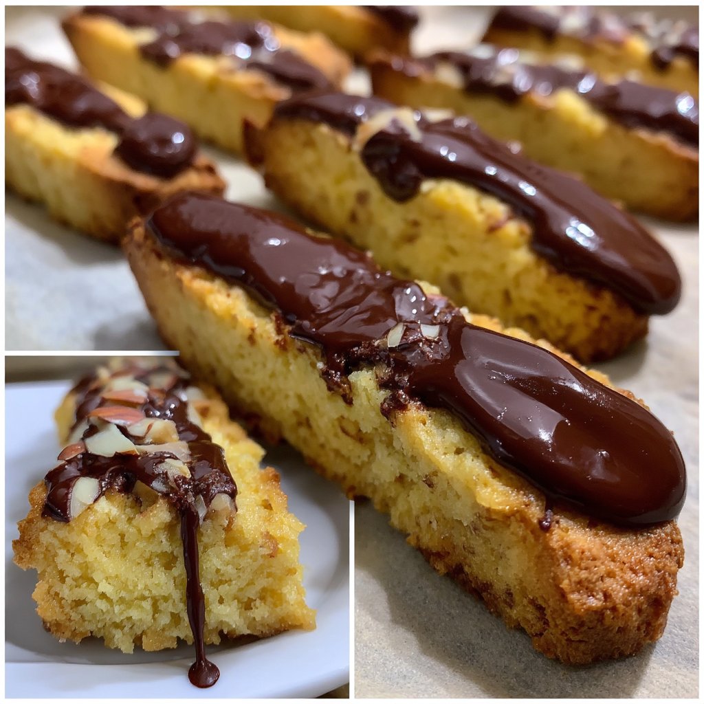 Chocolate Dipped Almond Biscotti Sticks