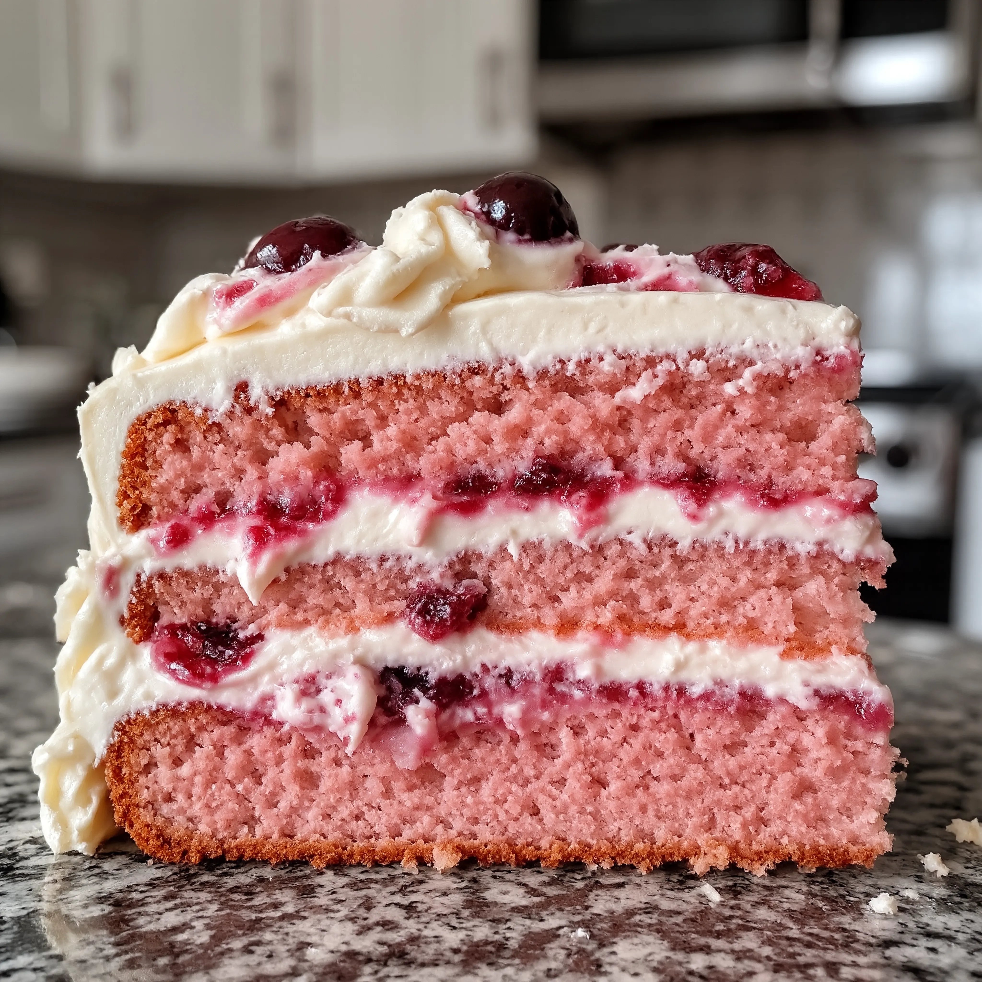 Cherry Layer Cake with Cherry Cream Cheese Frosting