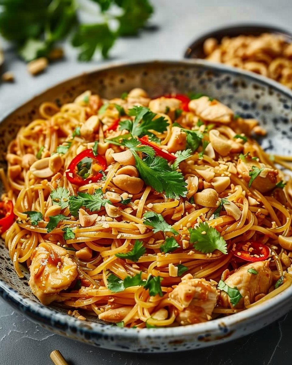 Spicy Thai Peanut Noodles with Chicken