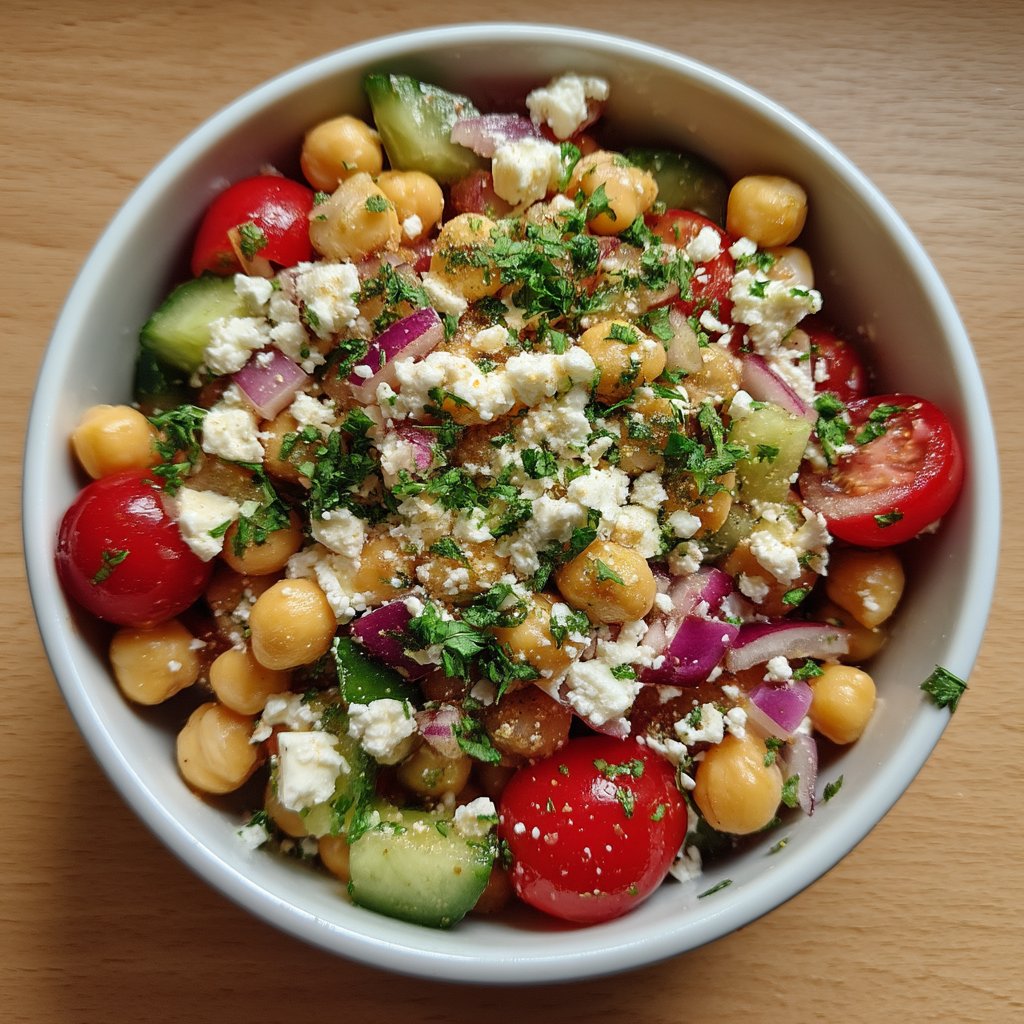 Greek Chickpea Salad with Feta 3 Greek Chickpea Salad with Feta