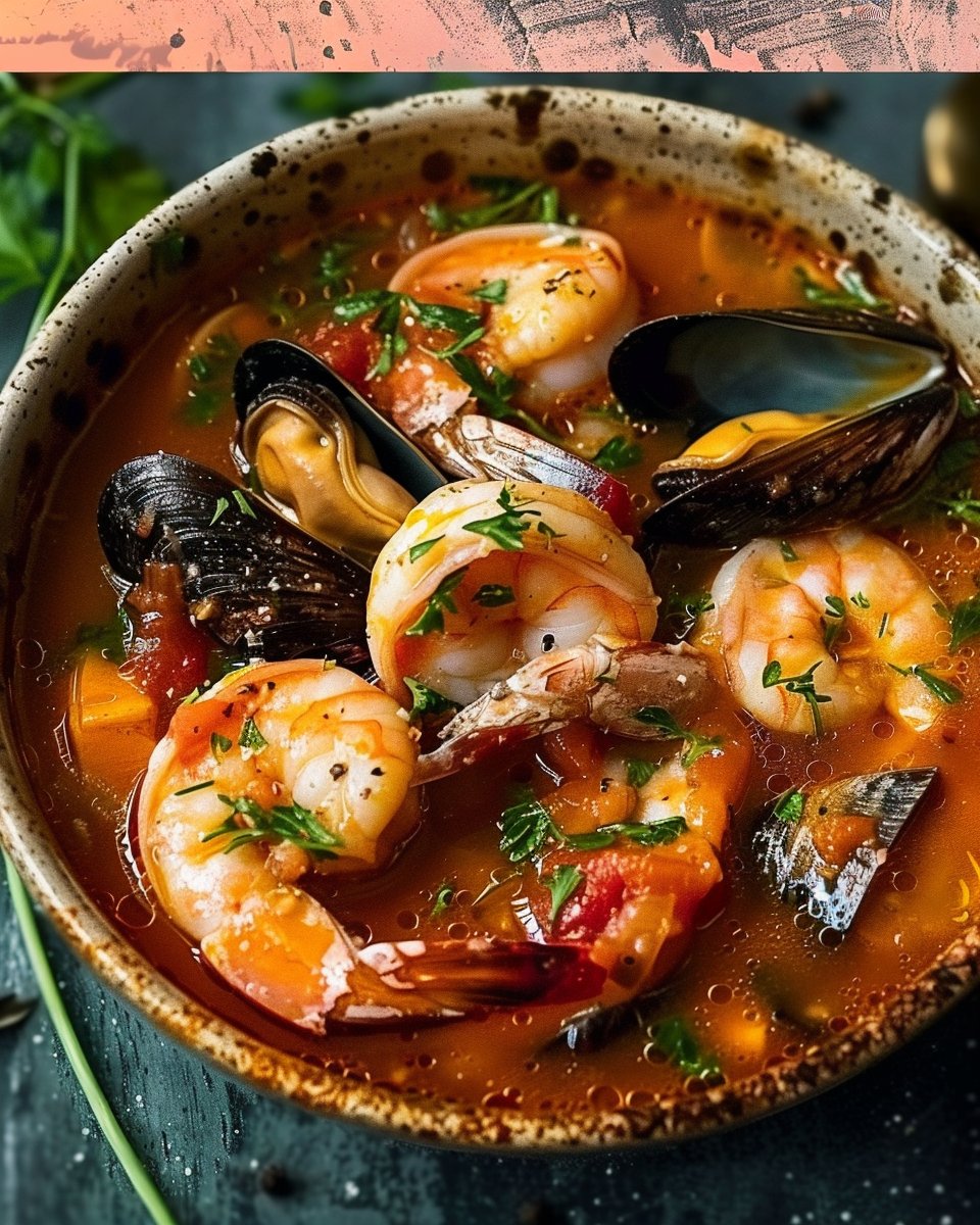 Rustic Seafood Stew with Clams, Mussels, Shrimp, and Halibut