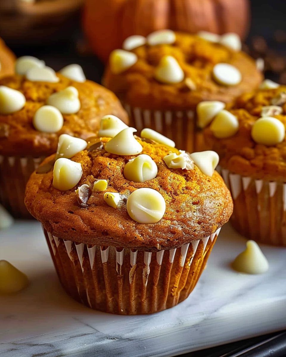 Moist Pumpkin White Chocolate Chip Muffins