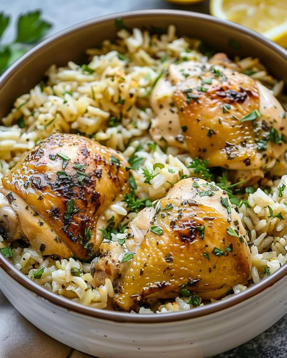 Slow Cooker Lemon Herb Chicken and Rice