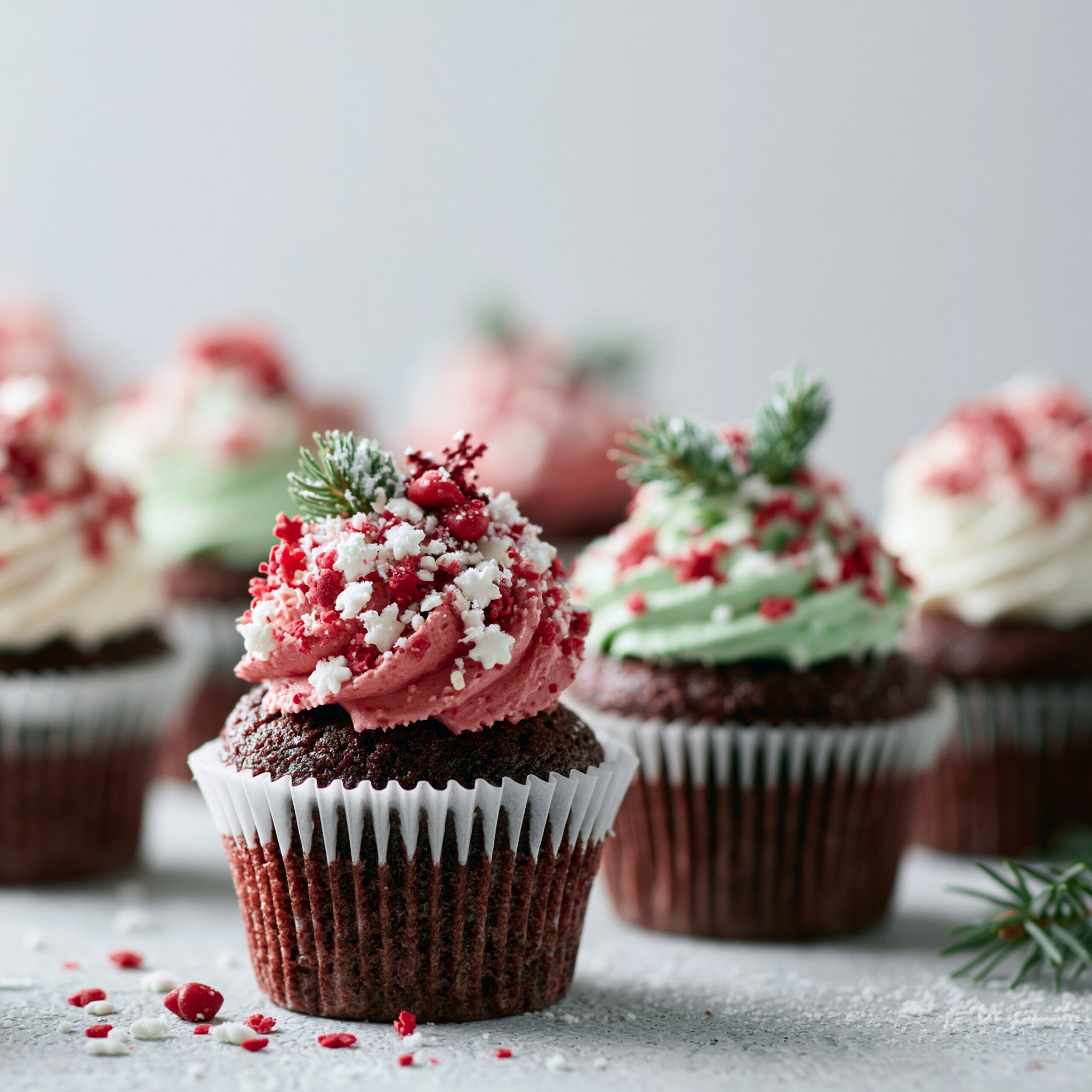 Christmas Cupcakes with Strawberry Santa Hats
