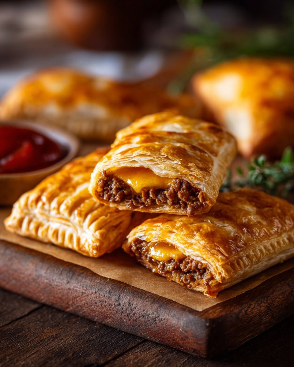Cheeseburger-Blätterteigtaschen