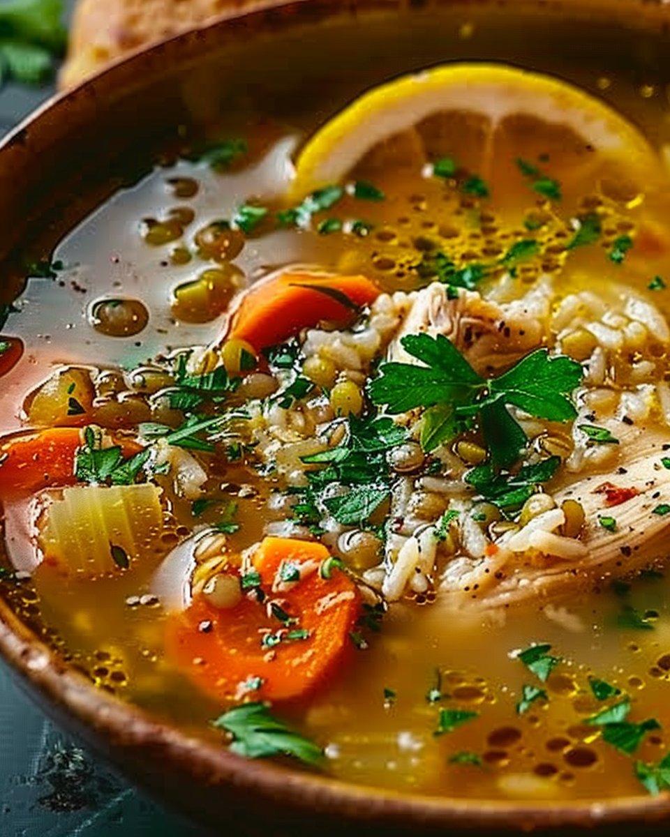 Lemon-Garlic Chicken, Rice & Lentil Soup: Nourishing Comfort in Every Spoonful