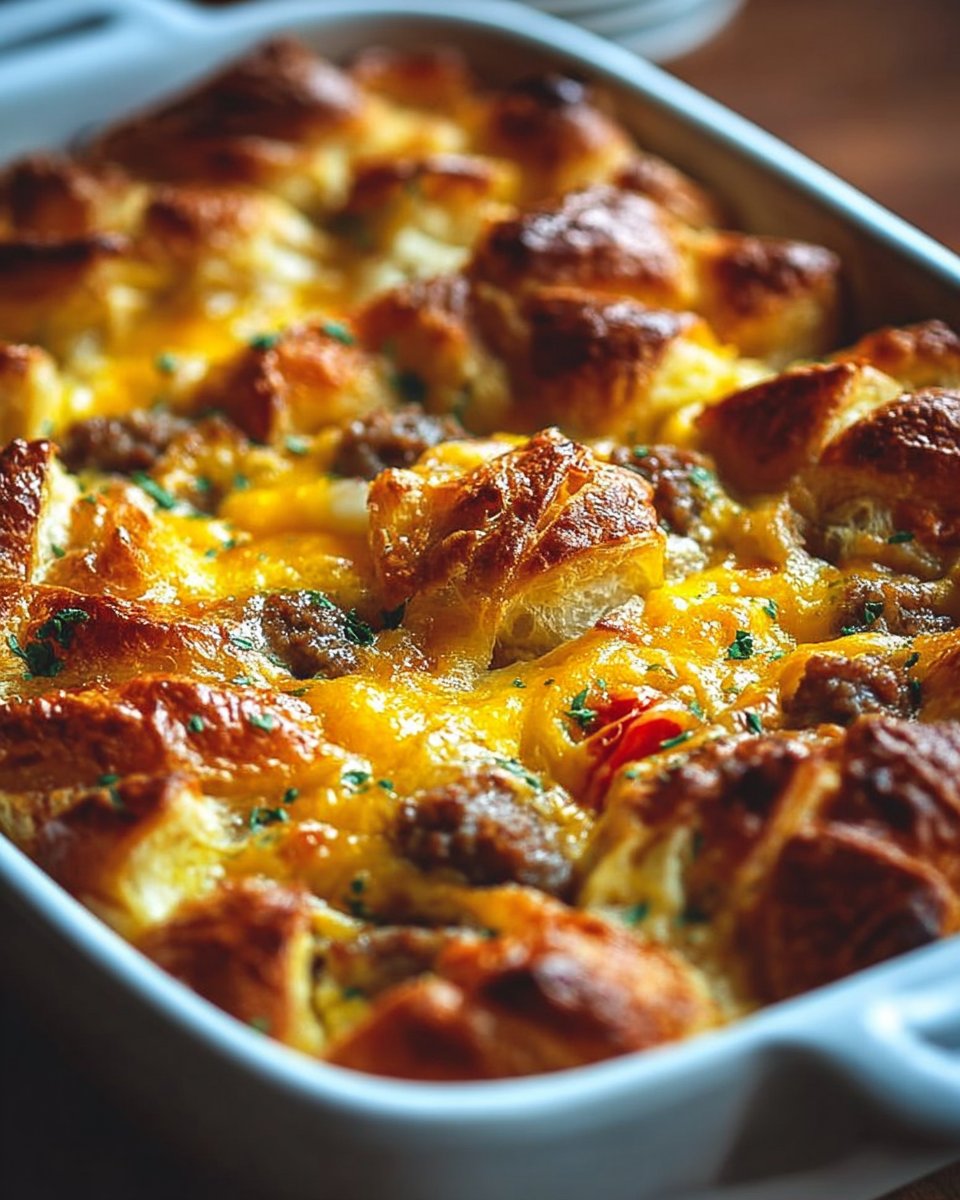 Overnight Croissant Breakfast Casserole