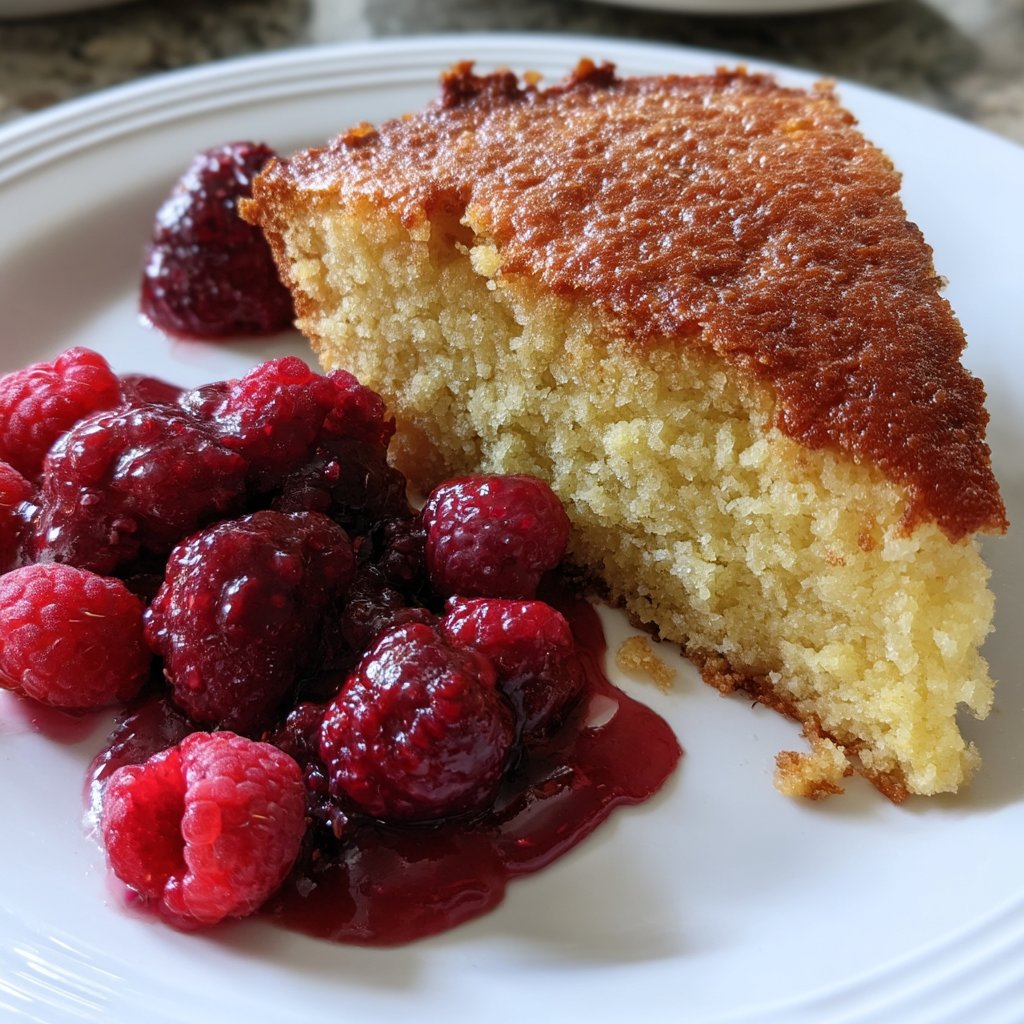 Almond Flour Snacking Cake with Berry Compote