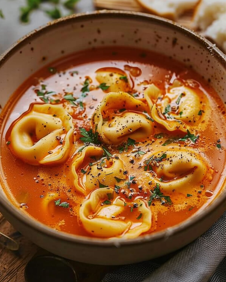 Rich Tomato Tortellini Soup