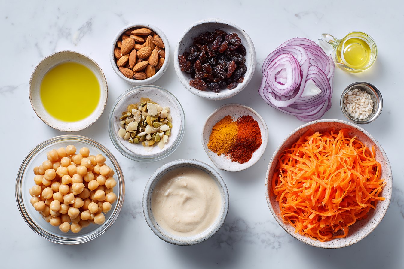 Spiced Carrot and Chickpea Salad with Tahini Sauce