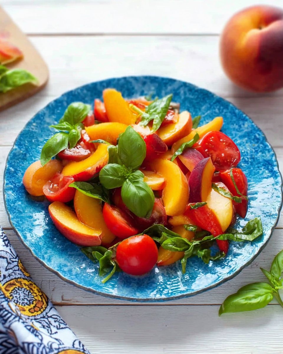 Tomato Peach Salad with Basil