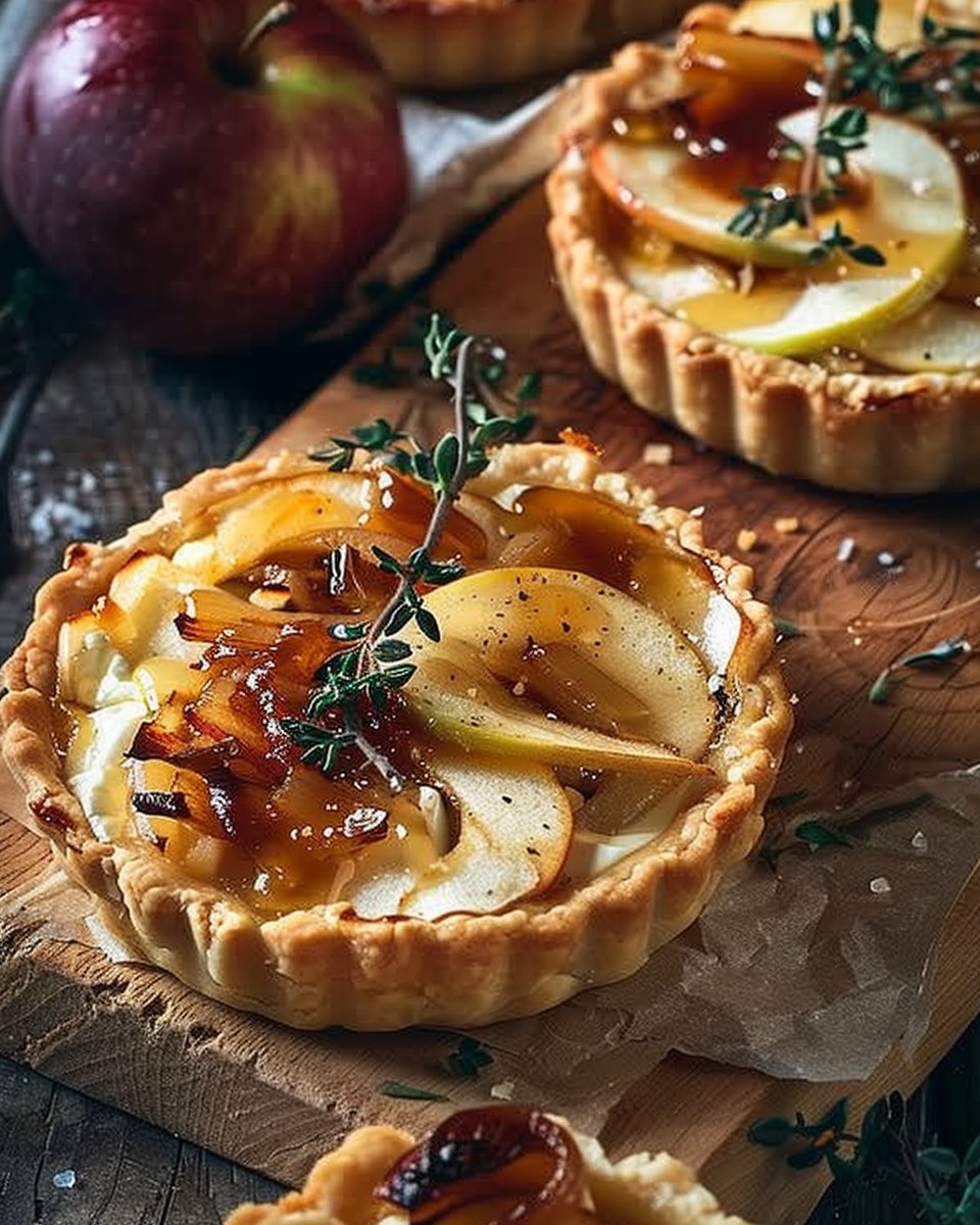 Gluten-Free Apple Brie Tarts with Caramelized Onions & Honey
