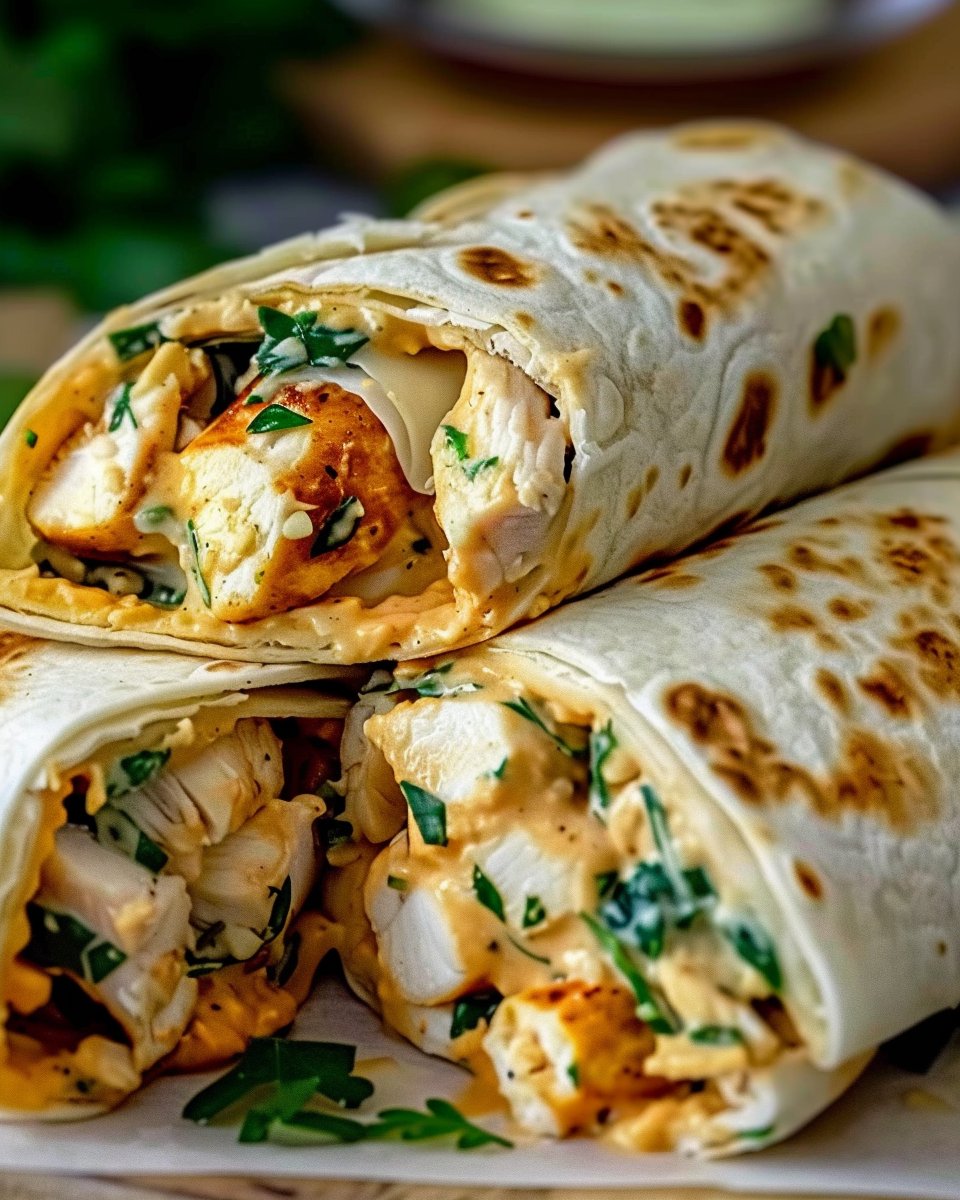 Cheesy Garlic Chicken Wraps