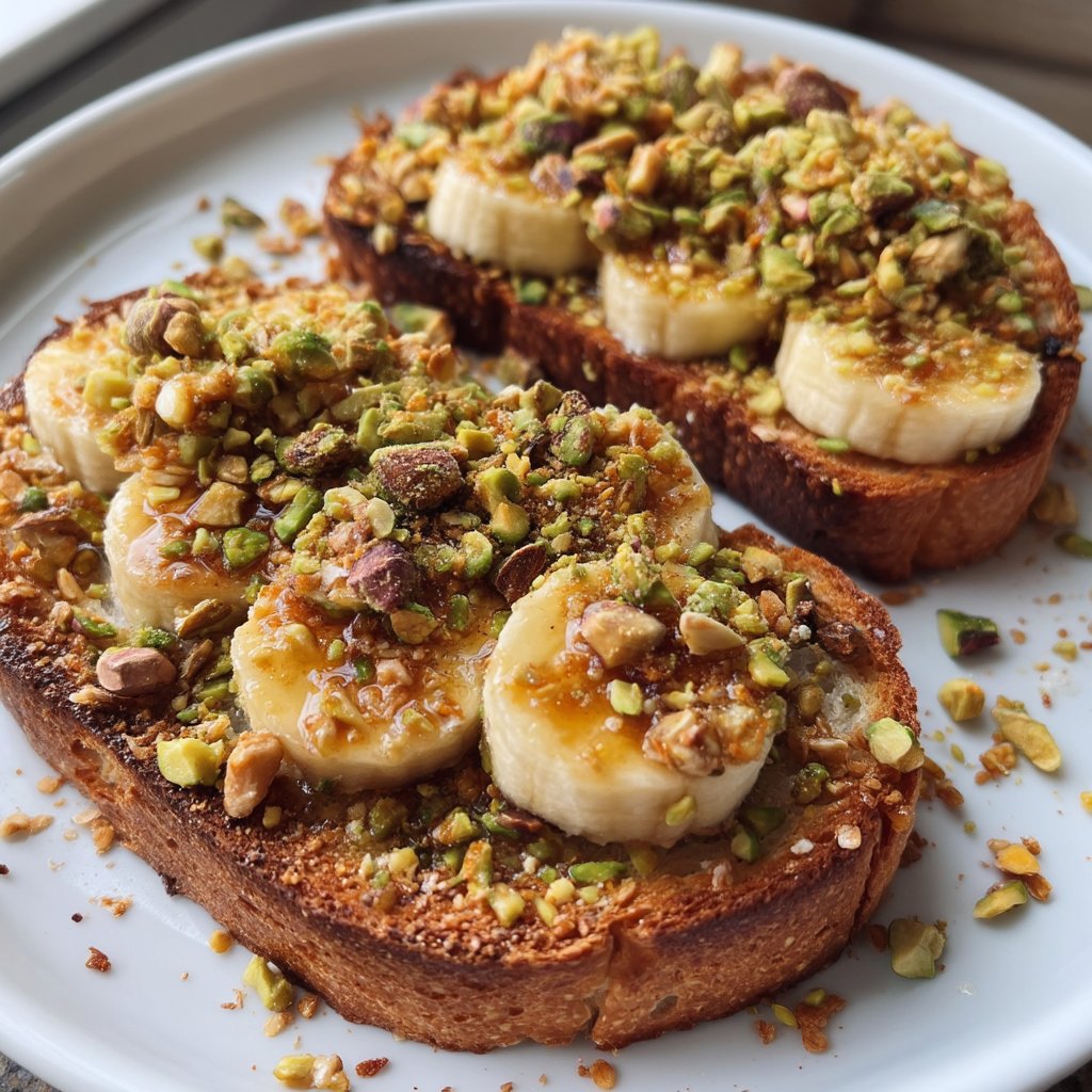 Pistachio Granola Butter Toast with Banana
