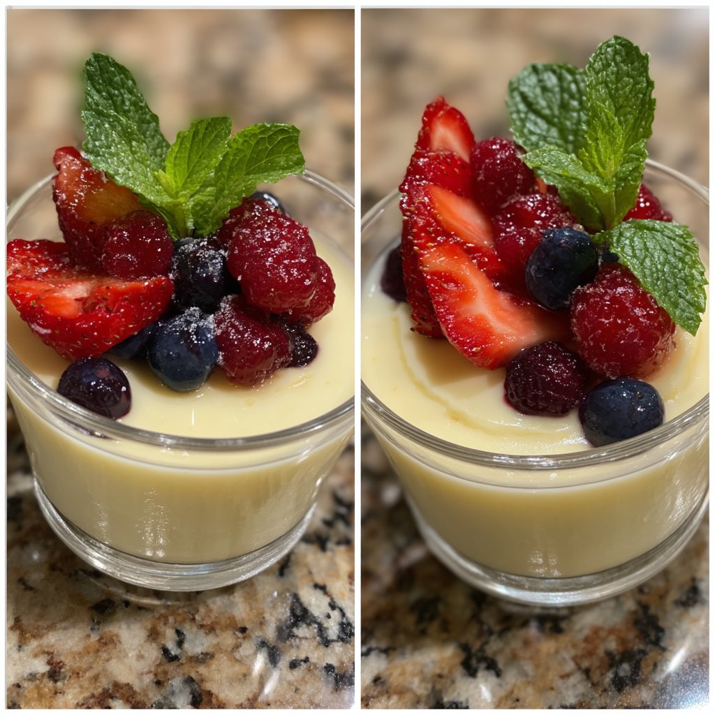 Vanilla Bean Posset with Macerated Berries