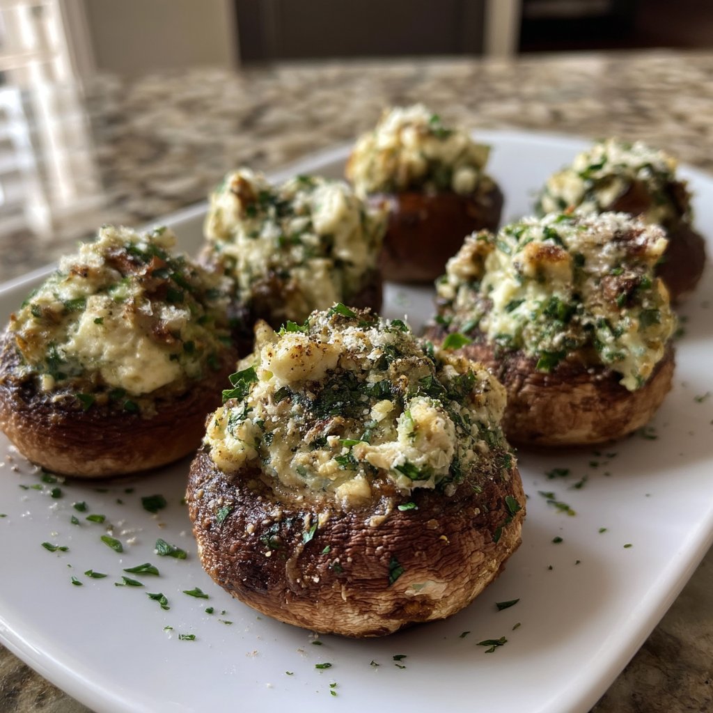 Herb Ricotta Stuffed Mushrooms