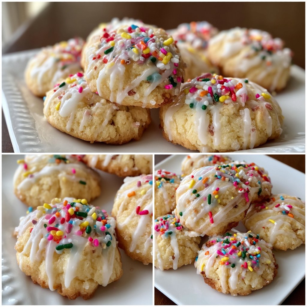 Soft Almond Sprinkle Cookies with Vanilla Glaze