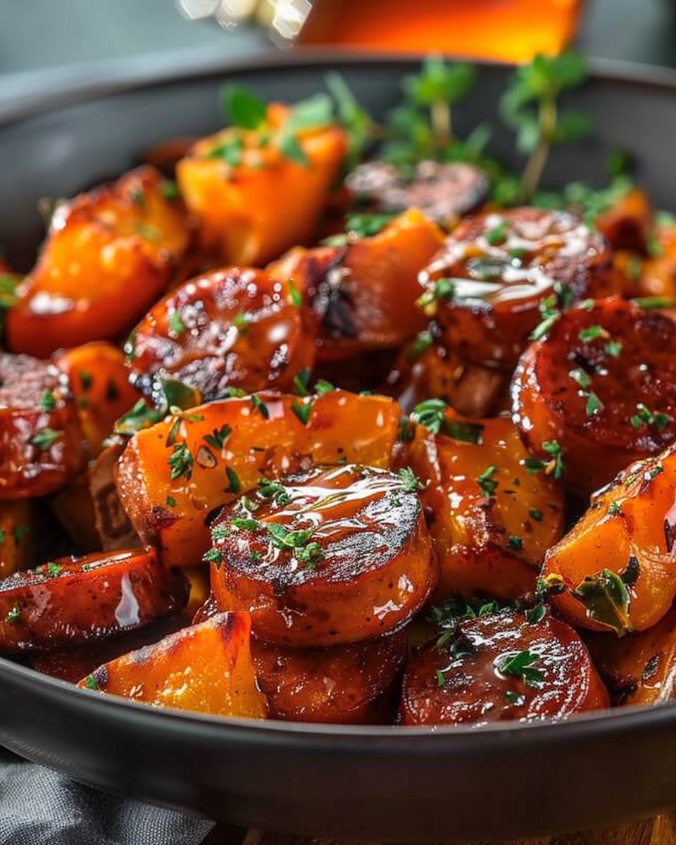 Sausage Sweet Potato with Honey Garlic Sauce