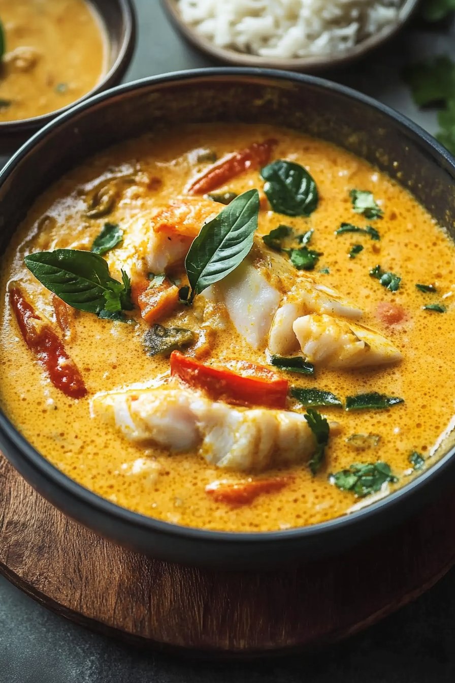 Curry di pesce bianco al latte di cocco
