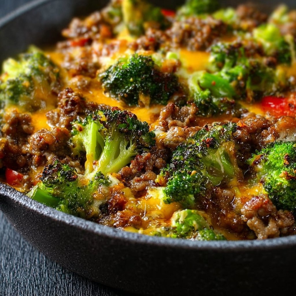 Keto Hamburger Broccoli Skillet