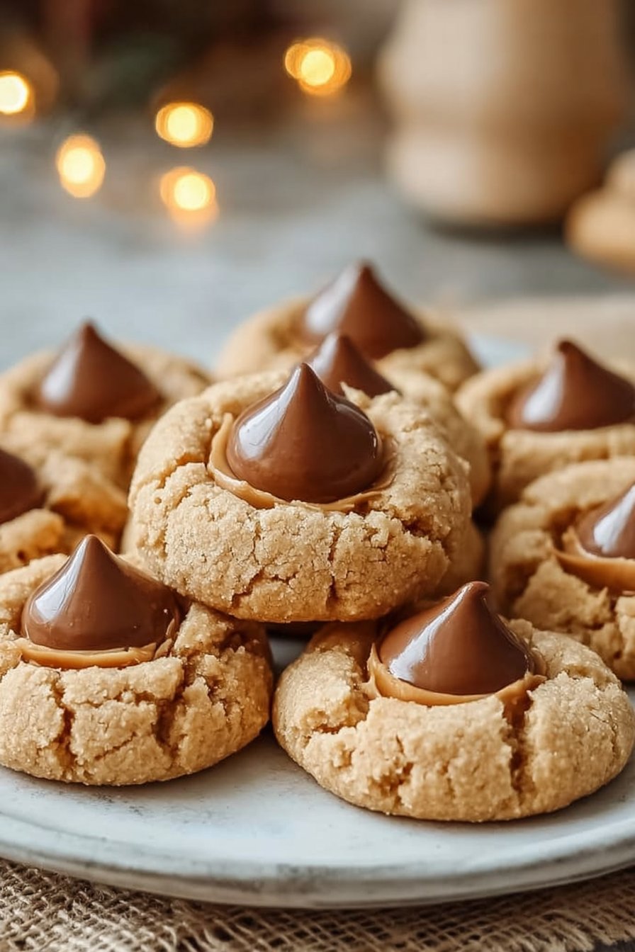Easy Peanut Butter Blossoms. This popular soft and chewy peanut butter cookie with… | Peanut blossom cookie recipe, Christmas desserts, Peanut butter blossoms recipe