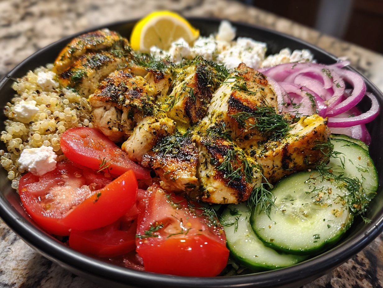 Mediterranean Lemon-Dill Chicken Bowls