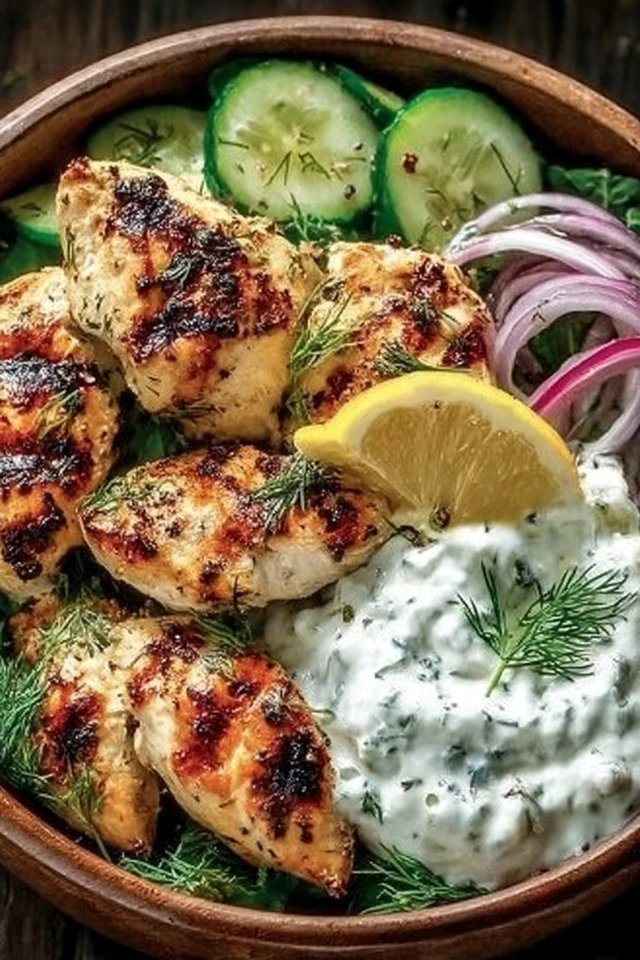 Mediterranean Lemon-Dill Chicken Bowls