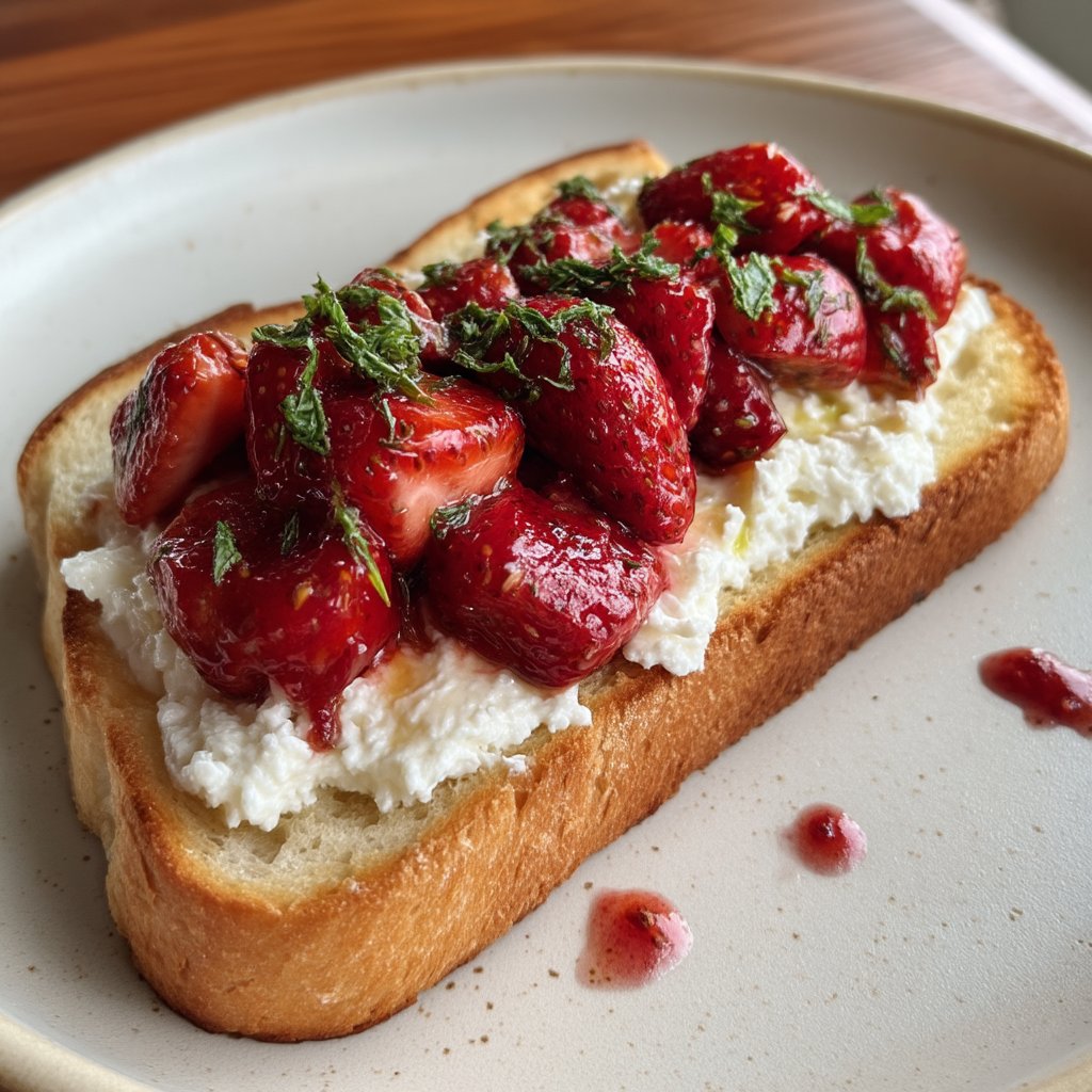 Whipped Ricotta Toast with Roasted Strawberries