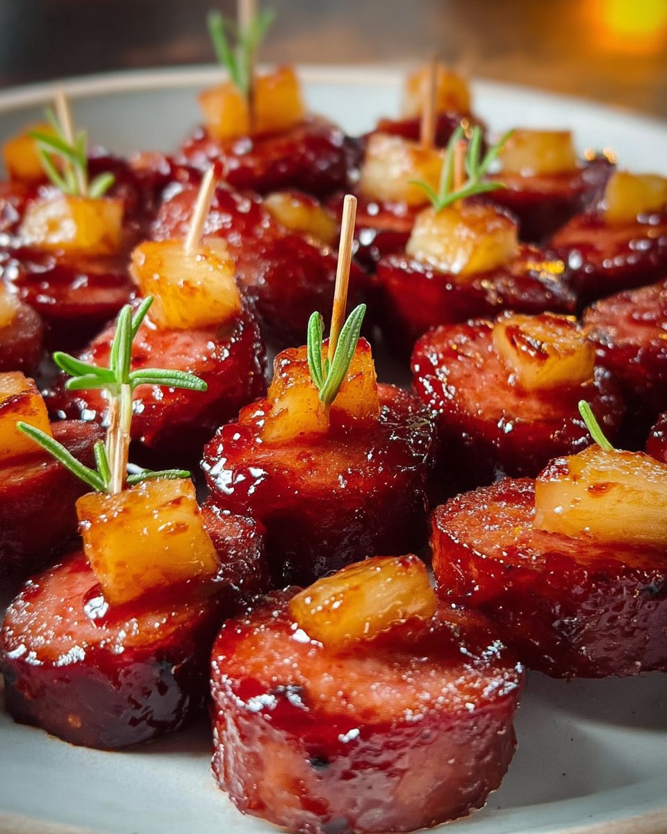 Glazed Pineapple Kielbasa Bites