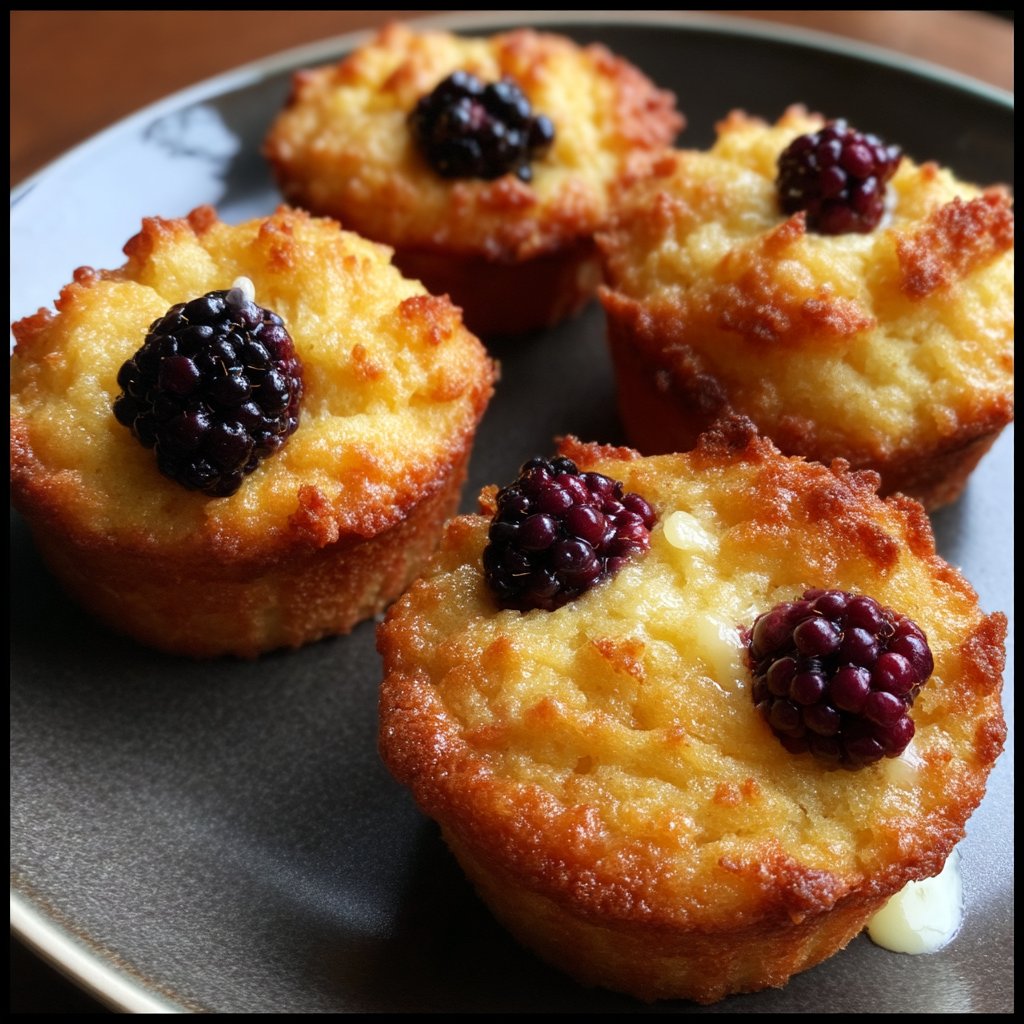 Blackberry Cornbread Muffins with Honey Butter