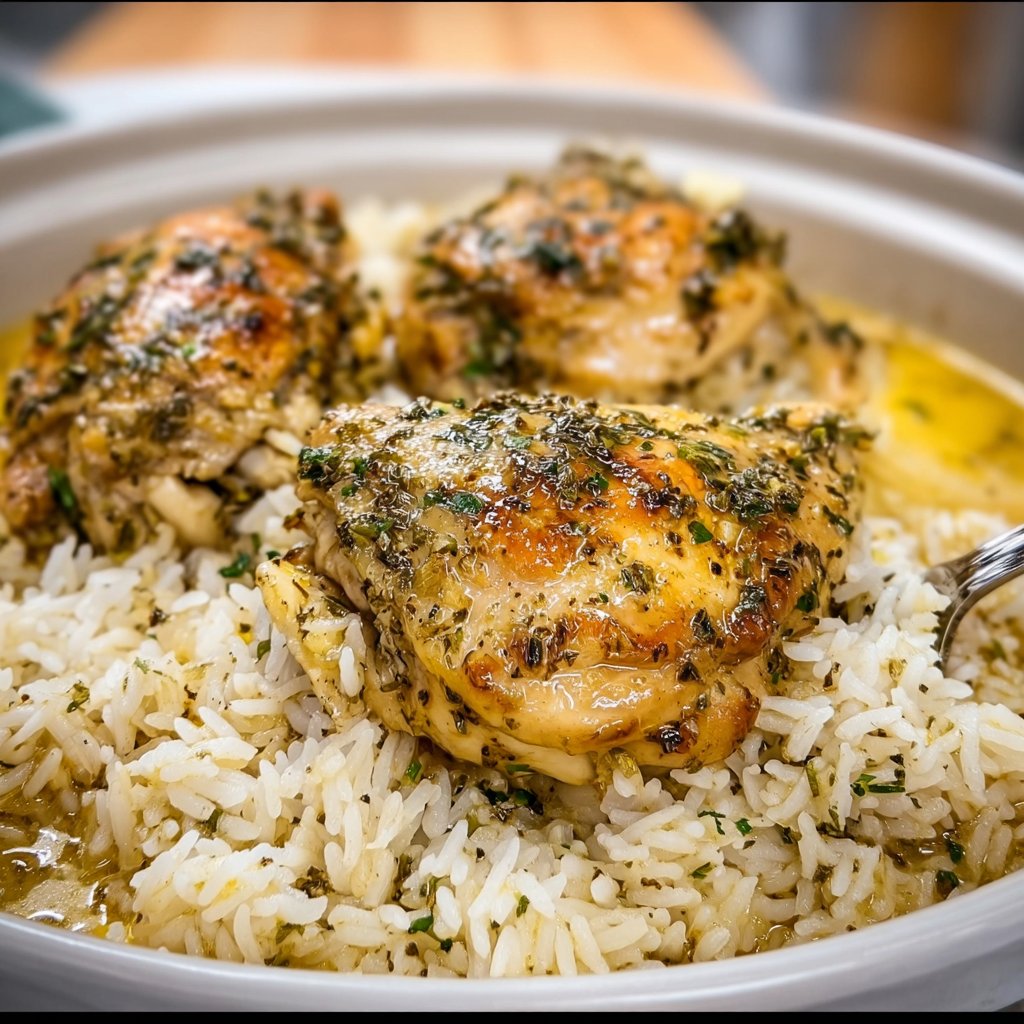 Slow Cooker Lemon Herb Chicken with Fluffy Rice
