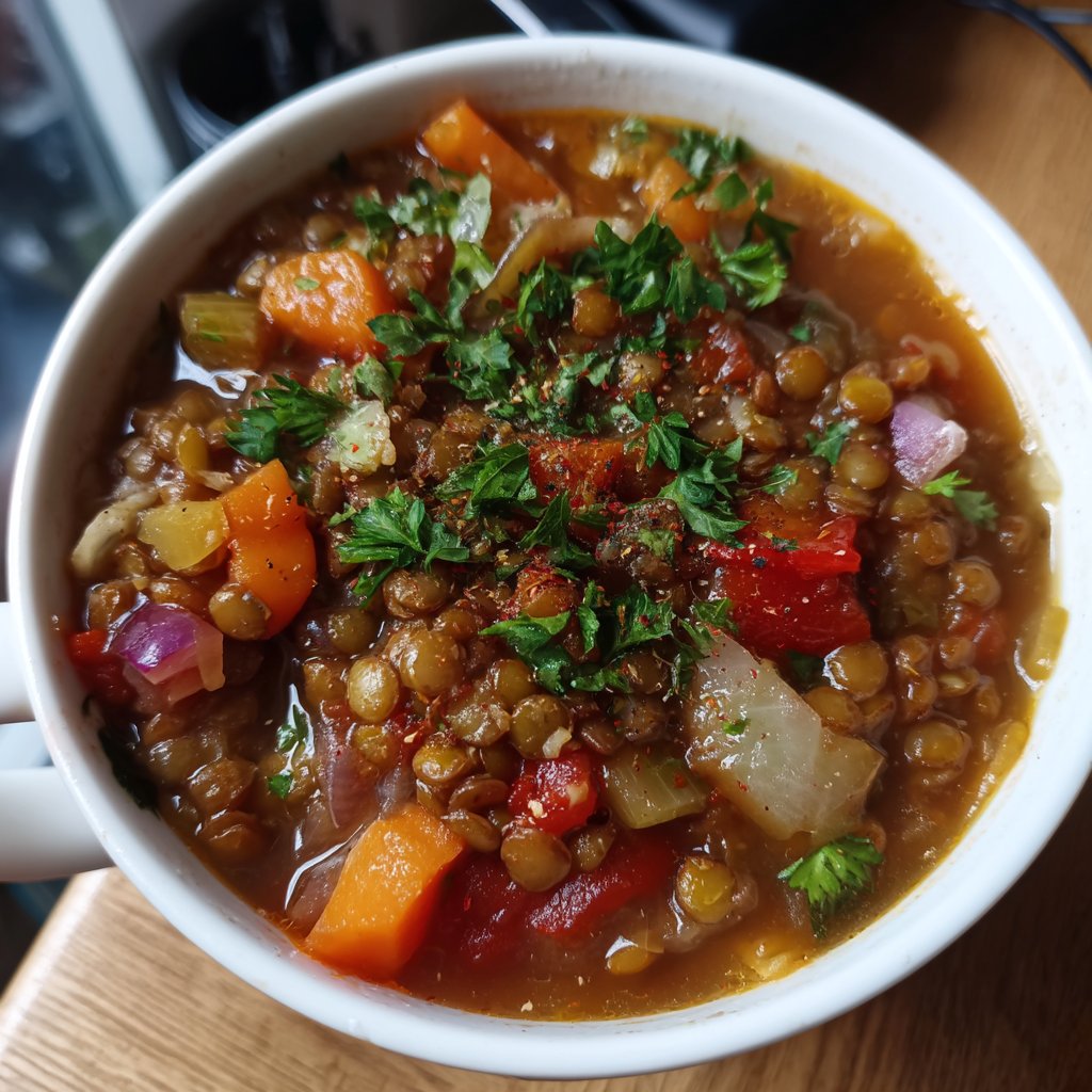 Mediterranean Lentil Soup with Lemon